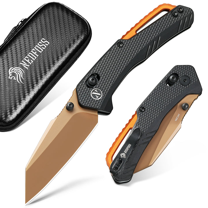 NedFoss Taschenmesser für Herren, 4 Zoll D2 Stahl Klappmesser mit Clip, G10 Griff, Safety Liner Lock, Scharfes Jagd Klappmesser, Überlebensmesser zum Wandern Camping Geschenke für Männer