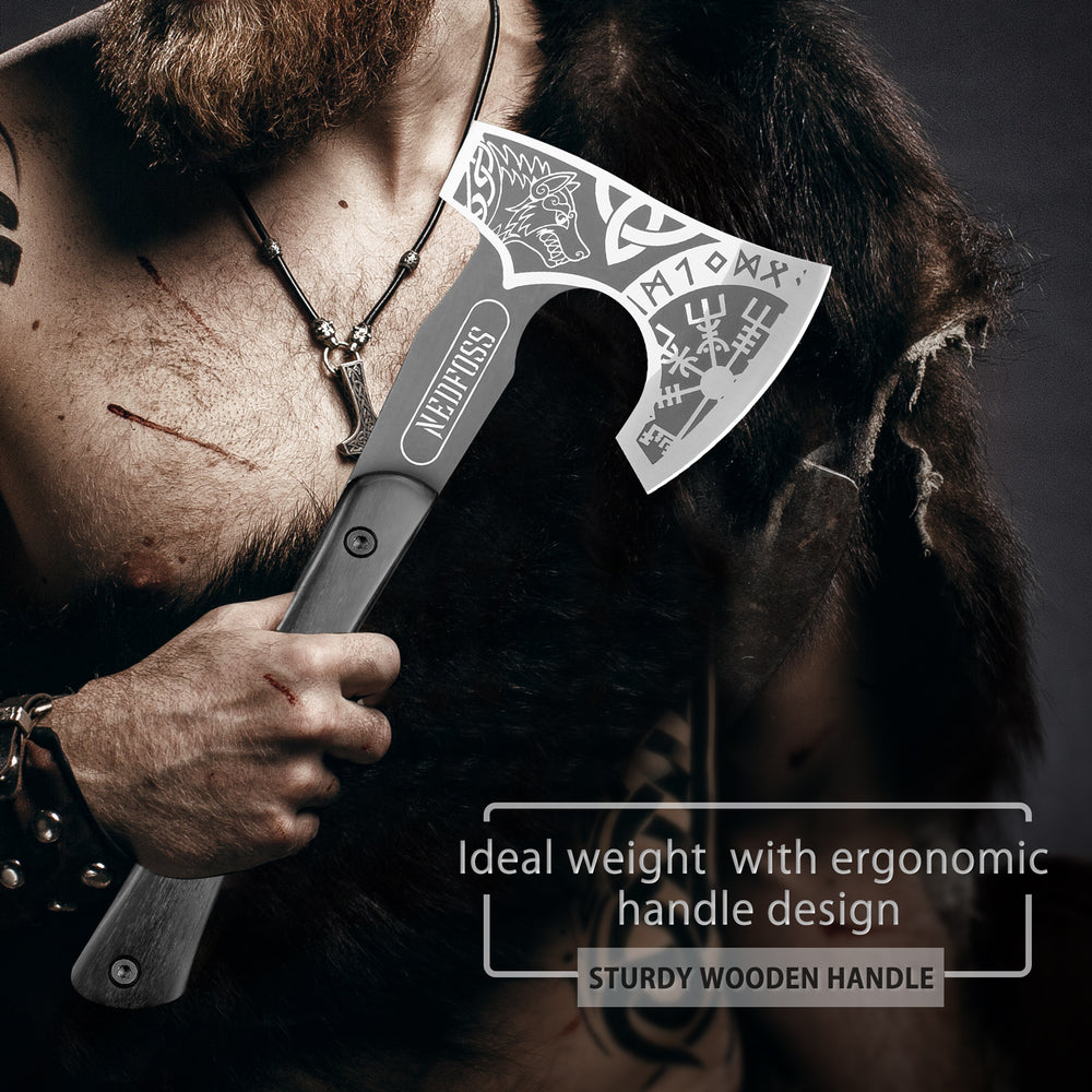Berserker Tomahawk,Full Viking Axe with Leather Sheath, Nordic Valhalla Vikings Bearded Axe