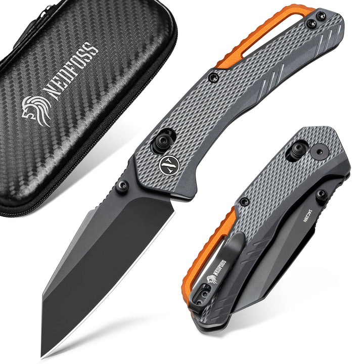 NedFoss Taschenmesser für Herren, 4 Zoll D2 Stahl Klappmesser mit Clip, G10 Griff, Safety Liner Lock, Scharfes Jagd Klappmesser, Überlebensmesser zum Wandern Camping Geschenke für Männer