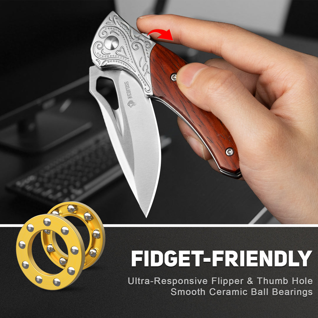 NedFoss Taschenmesser für Herren, 4 Zoll D2 Stahl Klappmesser mit Clip, G10 Griff, Safety Liner Lock, Scharfes Jagd Klappmesser, Überlebensmesser zum Wandern Camping Geschenke für Männer