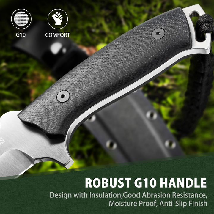 Nedfoss Kukri 6.3" Full Tang Fixed Blade Bushcraft Outdoor Knife with G10 Handle