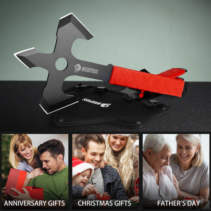 Nedfoss Ares 13.4" Full Tang Blade Throwing Axes Set Pack of 3 with TPE Rubber Handle