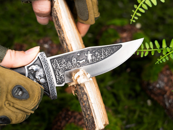 Nedfoss Tiger-roar Pocket Knife with Engraved Blade, Back Lock
