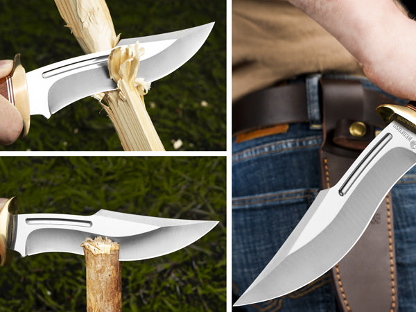 Nedfoss SA78 7" 440 Blade Fixed Blade Bowie Knife with Leather Sheath