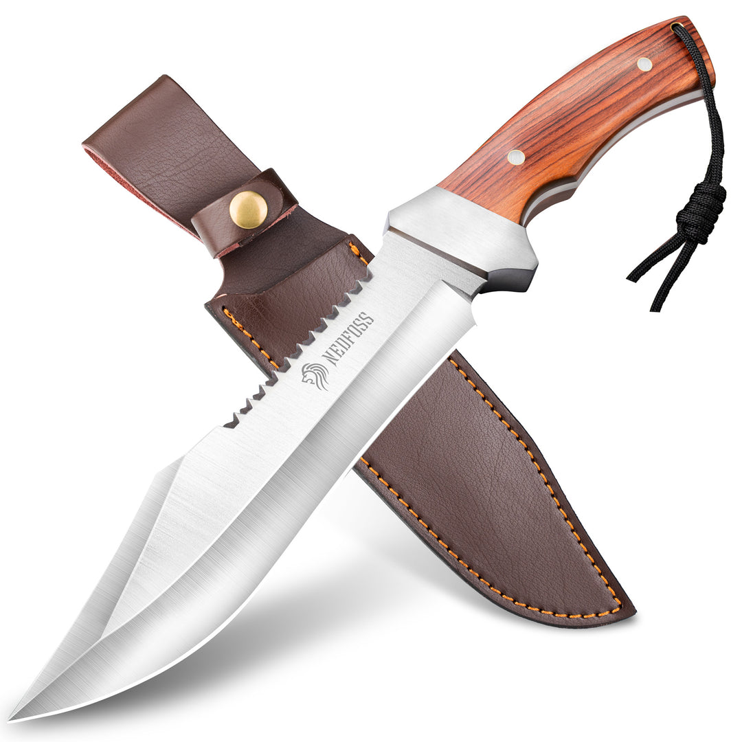 Nedfoss Jungle-King Full tang Fixed Blade Bowie Knife, Bushcraft Knives, Sturdy and Durable