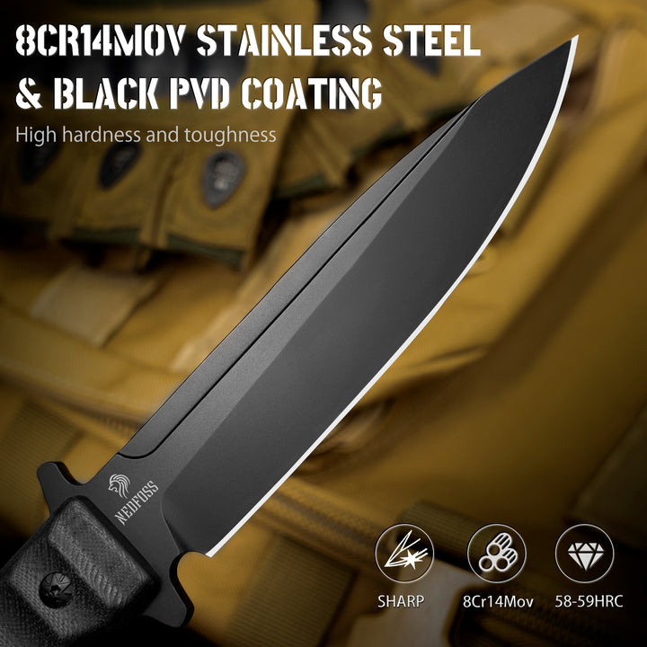 Phoenix Fixed Blade Bowie Knife, 8Cr14Mov Blade and G10 Handle