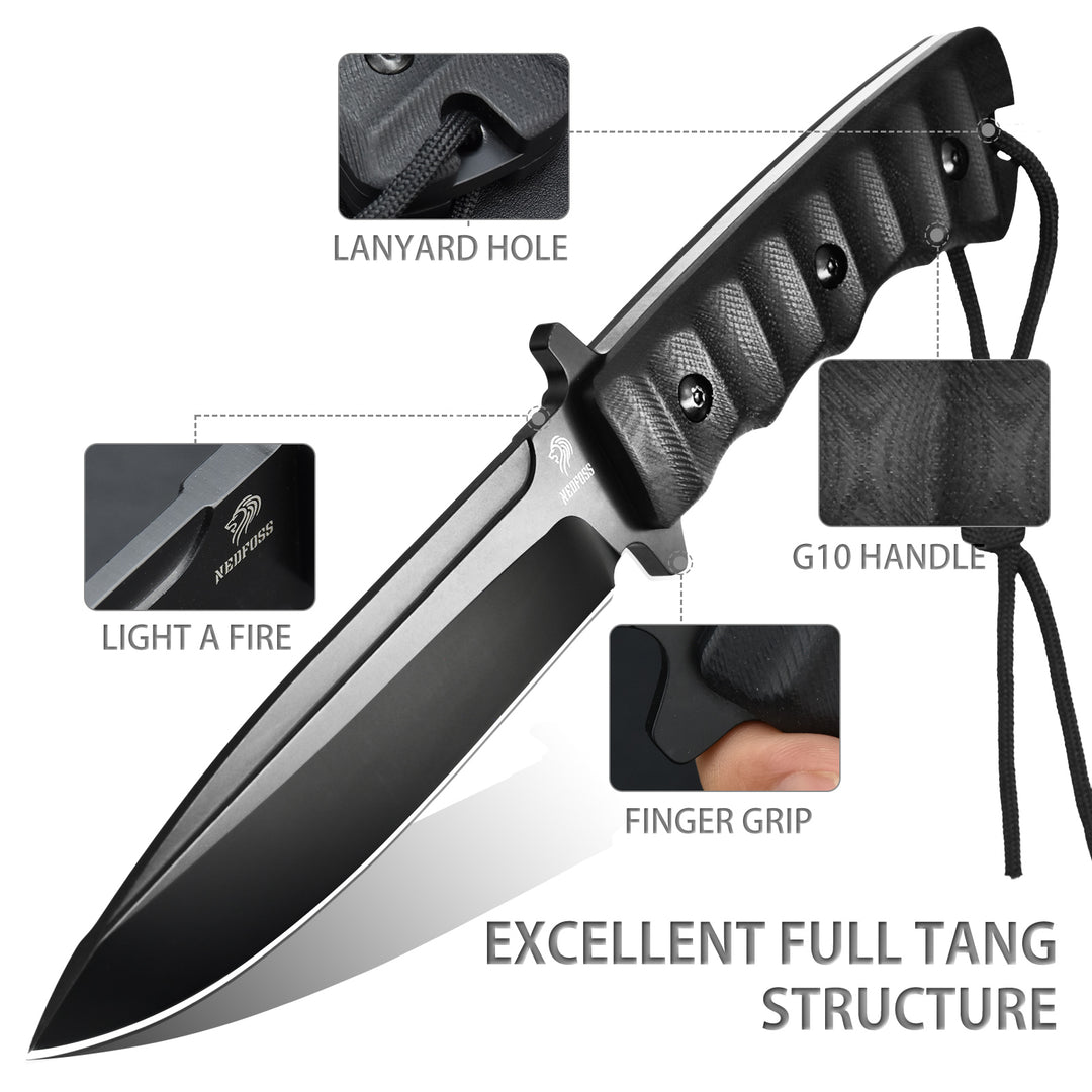 Phoenix Fixed Blade Bowie Knife, 8Cr14Mov Blade and G10 Handle
