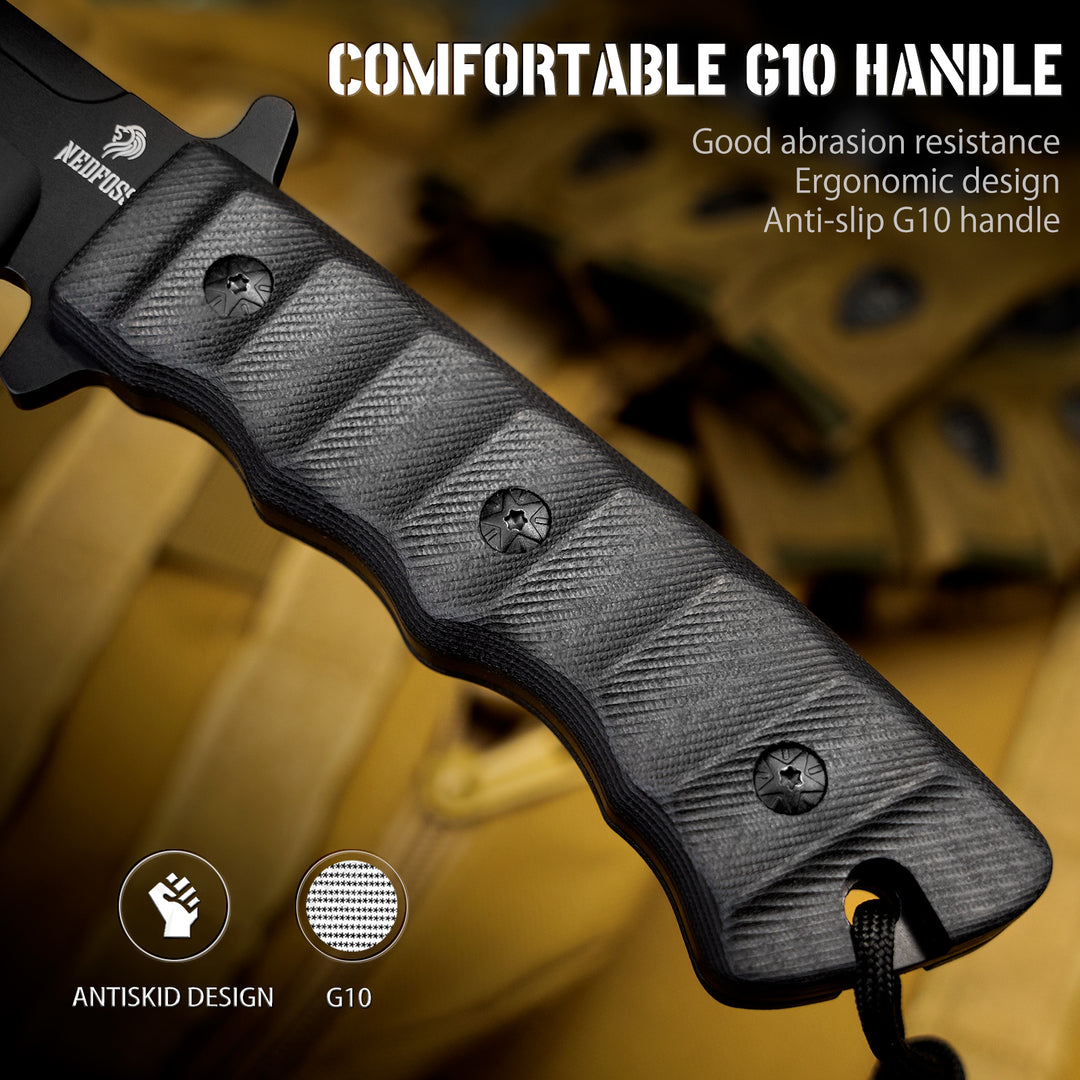 Phoenix Fixed Blade Bowie Knife, 8Cr14Mov Blade and G10 Handle