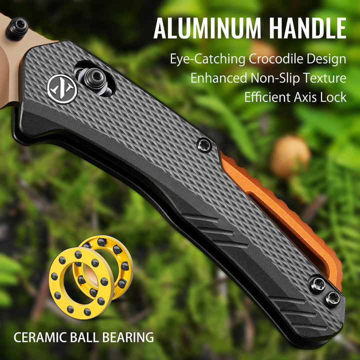 NedFoss Taschenmesser für Herren, 4 Zoll D2 Stahl Klappmesser mit Clip, G10 Griff, Safety Liner Lock, Scharfes Jagd Klappmesser, Überlebensmesser zum Wandern Camping Geschenke für Männer