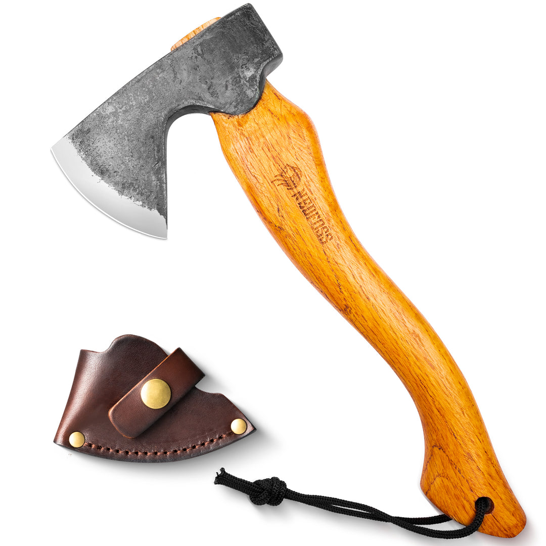 Nedfoss R33 Outdoor Hatchet, Axes and Hatchets with Retro Leather Sheath for  Camping Gardening