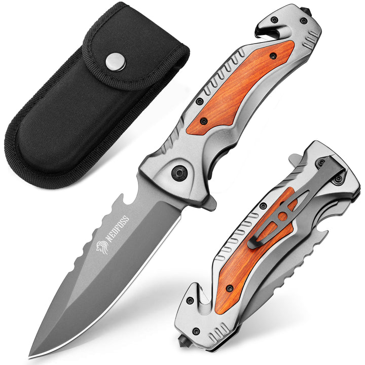 NedFoss DA169 Tactical Pocket Knife, Emergency Rescue Tools, Folding Knife with Seat Belt Cutter, Glass Breaker