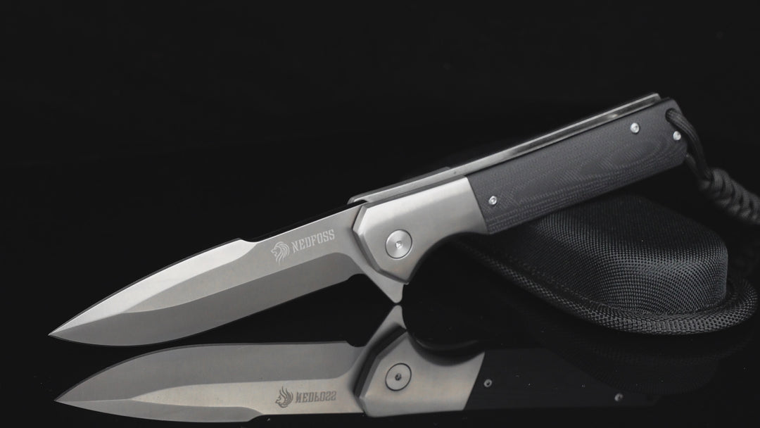 NedFoss Beast Pocket Knife, 4‘’ D2 Blade Large EDC Folding Knife with G10 Handle