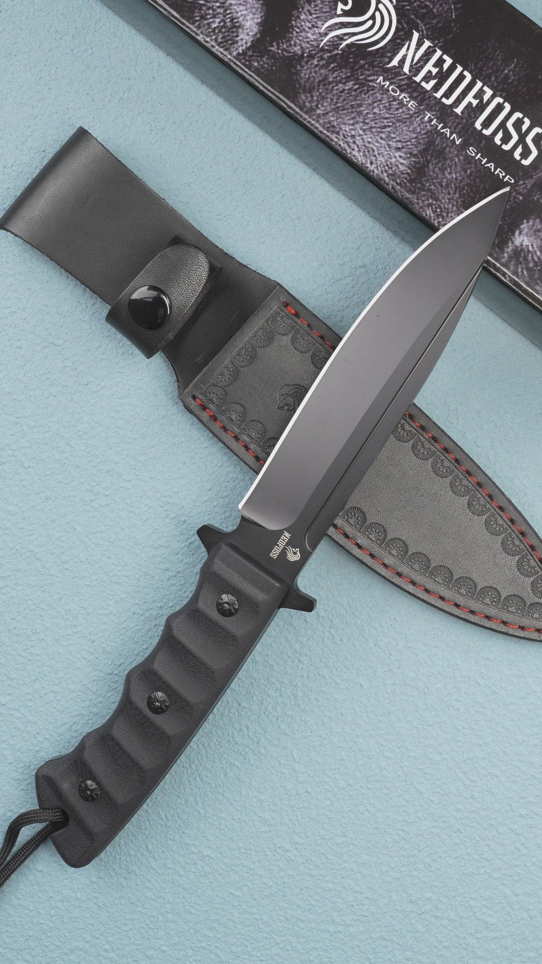 Phoenix Fixed Blade Bowie Knife, 8Cr14Mov Blade and G10 Handle