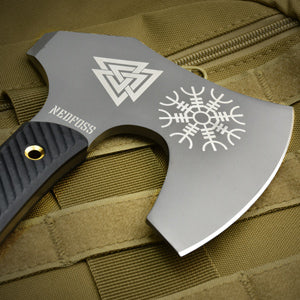 Vikings Tactical Tomahawk,Full Tang Berserker Blade Axe with G10 Handle and Leather Sheath