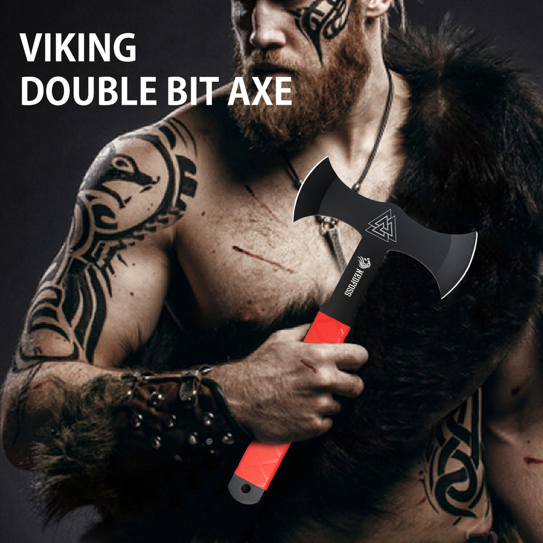  Bat Throwing Axes Set Pack of 3,  Full Tang Blade and Durable TPR Rubber Handle