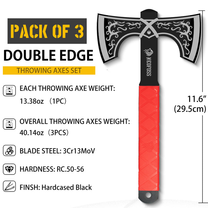 Dragon Throwing Axes and Throwing Knives Pack of 6, Durable TPR Rubber Handle