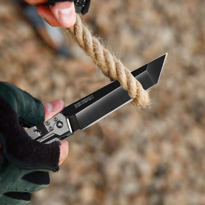 Pocket Knife with Slingshot and Glass Breaker, Tanto Blade
