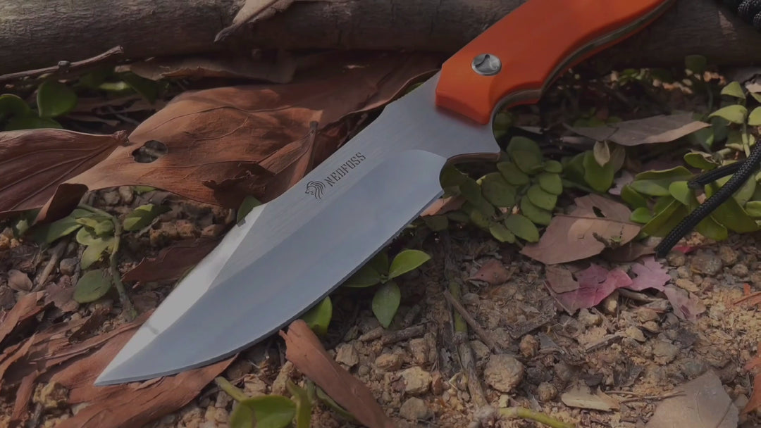 Free-Wolf Fixed Blade Survival Knife with 5Cr13Mov Blade and G10 Handle, Comes With Fire Starter and Kydex Sheath