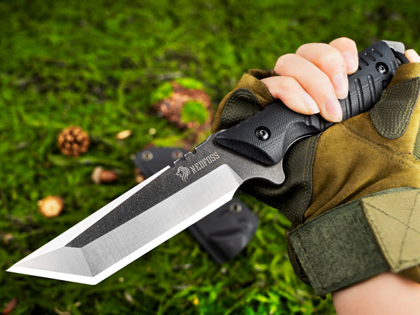 Dragon Fixed Blade Knife with Kydex Sheath and Fire Starter, 440C Full Tang Blade, G10 Handle