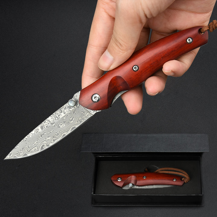 Nedfoss Polar-Bear Damascus Pocket Knife with 2.5" Damascus Steel Blade