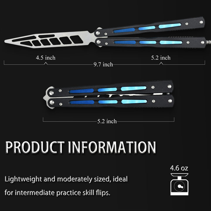 Butterfly Knife Trainer with G10 Handle, Practice Balisong 