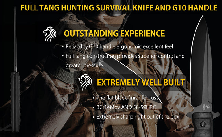 Nedfoss Phoenix 5.5" 8Cr14Mov Fixed Blade Bowie Knife with G10 Handle