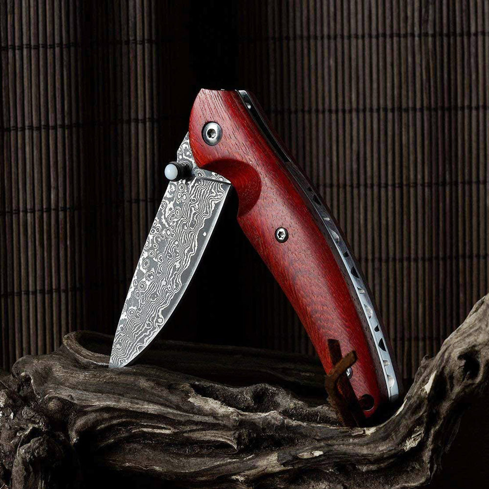 Nedfoss Polar-Bear Damascus Pocket Knife with 2.5" Damascus Steel Blade