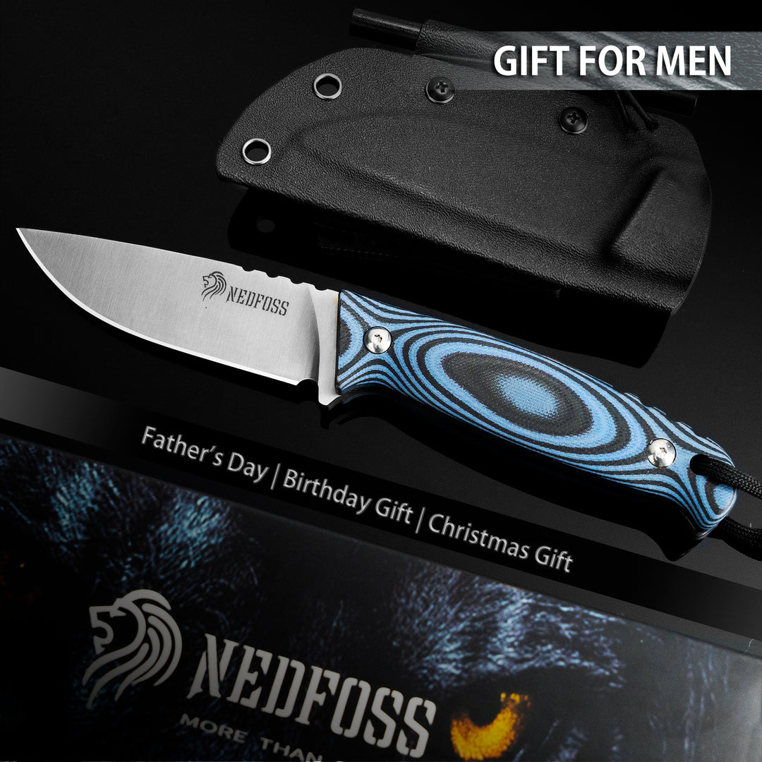 Nedfoss Hyenas Full Tang Fixed Blade Knife with 3.5"Full Flat Blade and G10 Handle