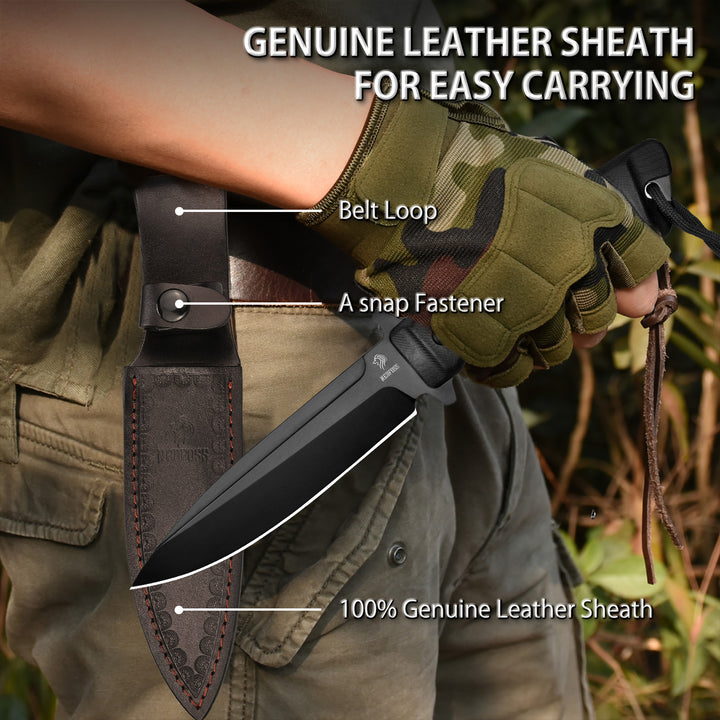 Phoenix Fixed Blade Bowie Knife, 8Cr14Mov Blade and G10 Handle