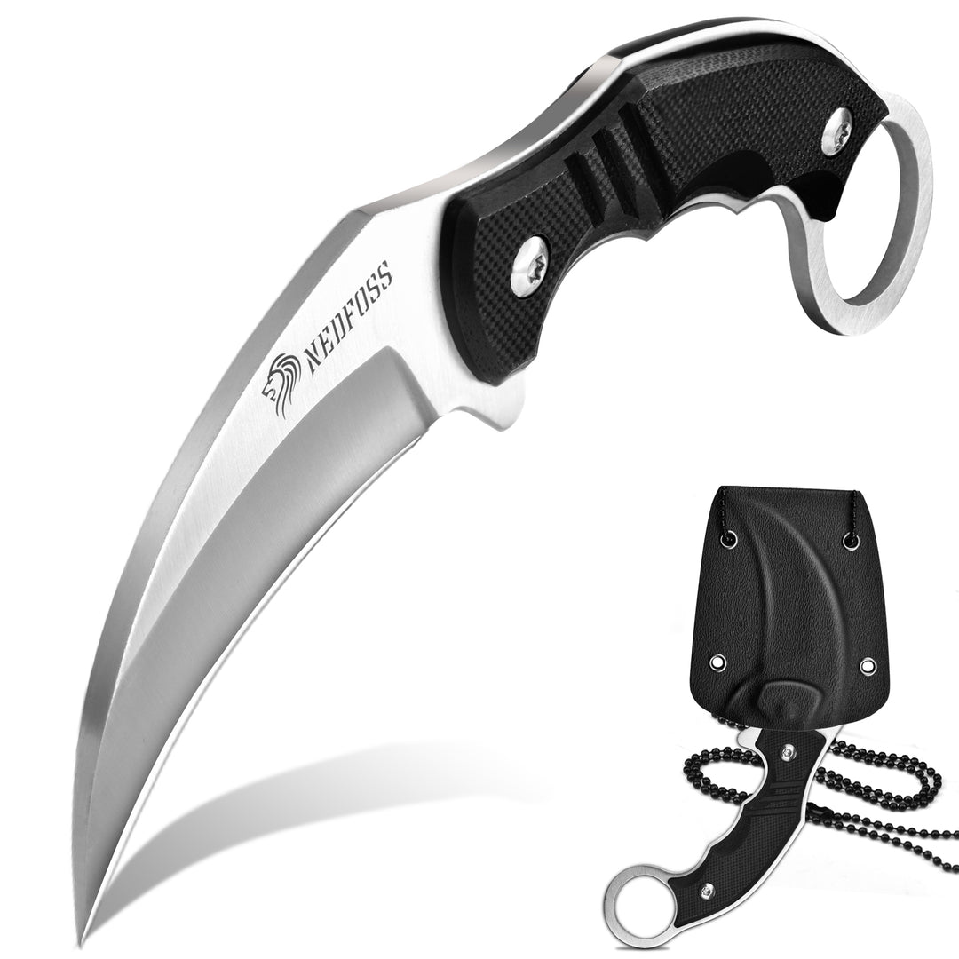 Nedfoss Condor Neck Knife, Mini Self Defense Tactical Knife, Karambit Knives with Kydex Sheath