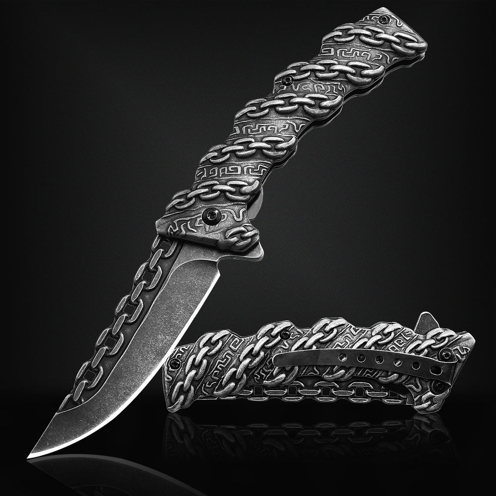 Nedfoss Chain Pocket Knife, Spring-assisted Folding Knife,  EDC Knife
