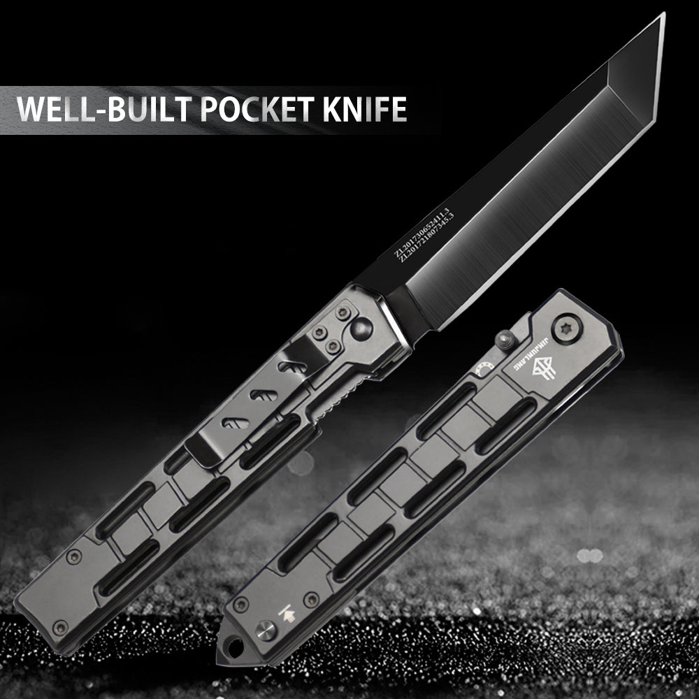 Pocket Knife with Slingshot and Glass Breaker, Tanto Blade