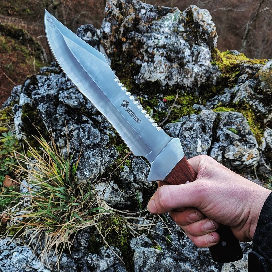 Nedfoss Jungle-King Full tang Fixed Blade Bowie Knife, Bushcraft Knives, Sturdy and Durable
