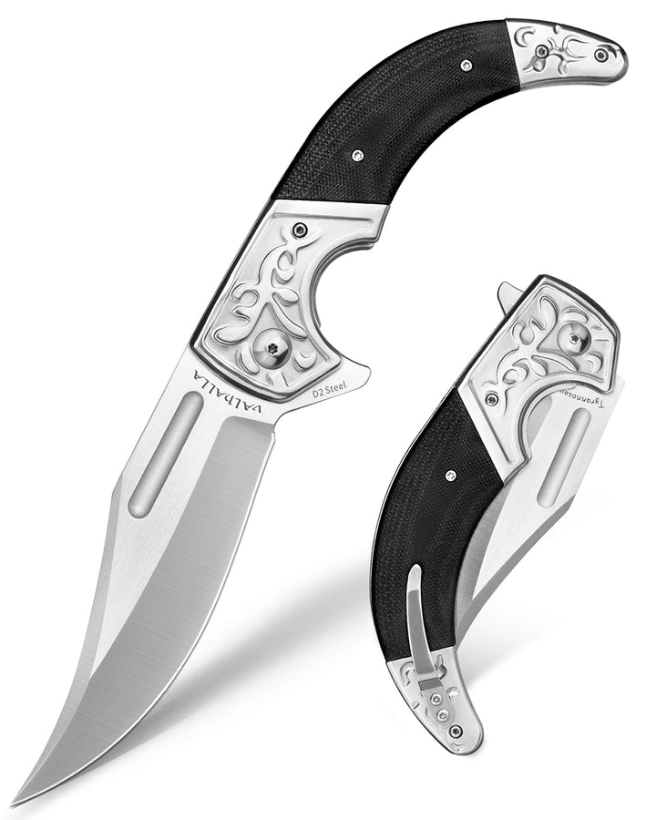 VALHALLA TYRANNOSAURUS REX Big Pocket Knife, 3.7'' D2 Steel Blade, G10 Handle