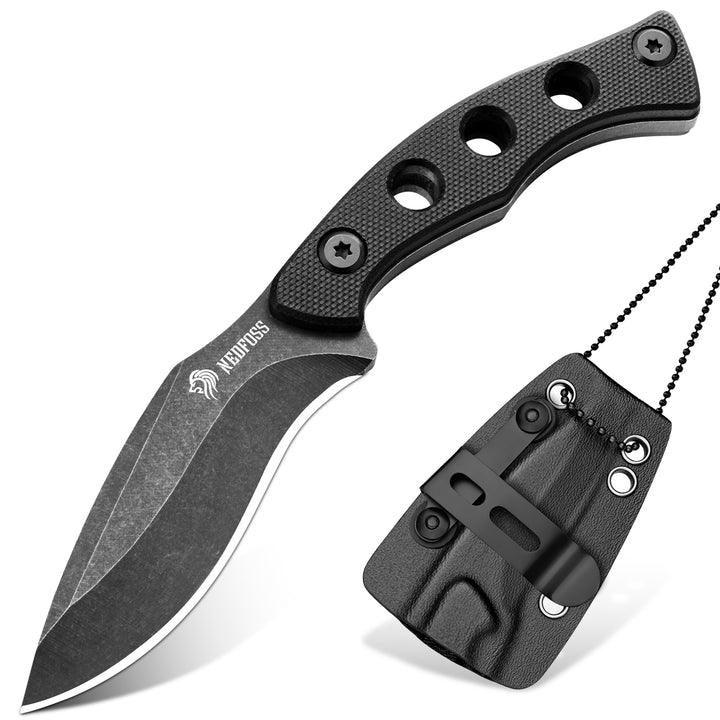 NedFoss Squirrel Small EDC Fixed Blade Knife, 2.7" Neck Knife w/ G10 Handle and Kydex Sheath