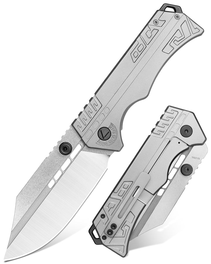 VALHALLA LORD Large Tactical Folding Knife , 3.6'' D2 Steel Blade, Frame Lock