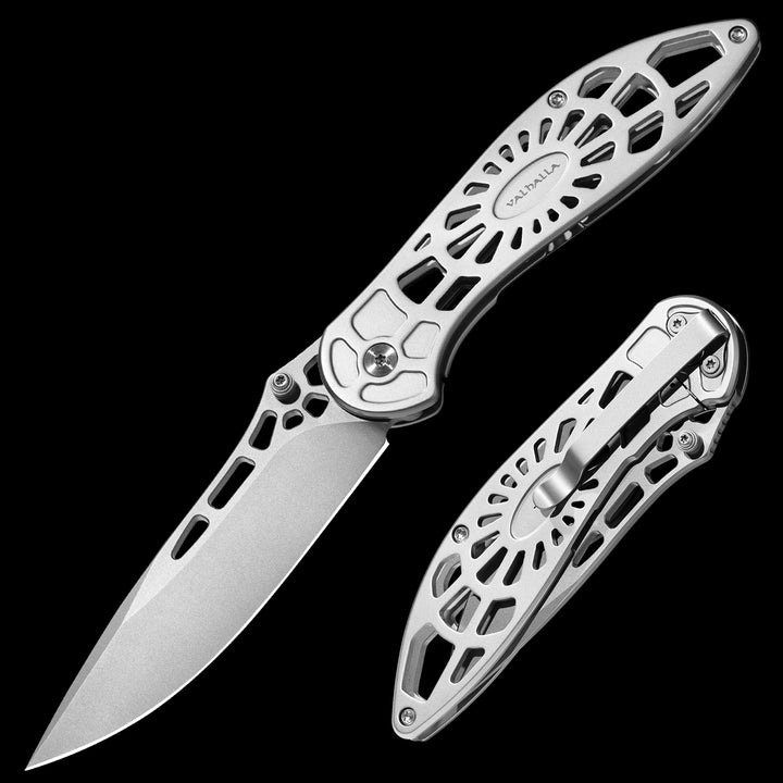 VALHALLA EDC Pocket Knife, 3.48'' Folding Pocket Knife for Men, Cool Knife with Stainless Steel Blade, Full Steel Skeleton Design, Lightweight & Easy Carry