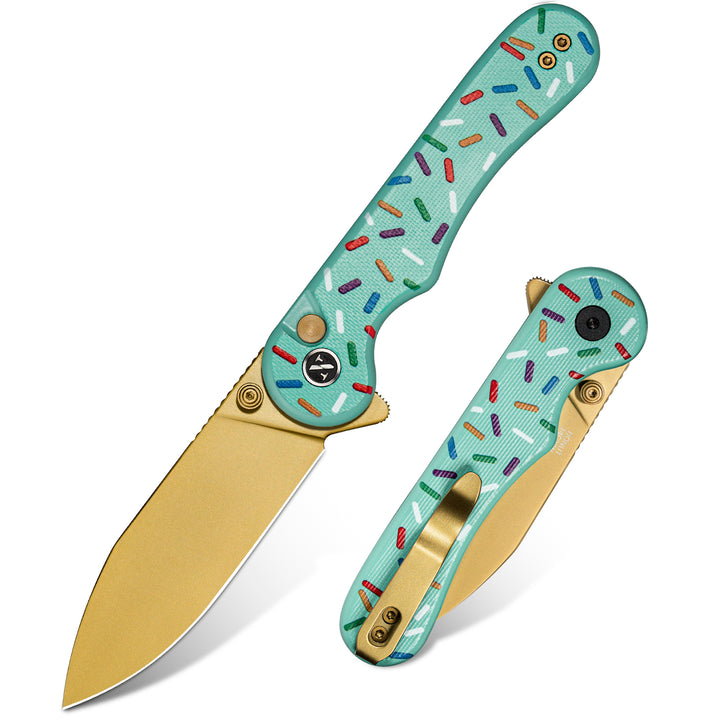 NedFoss DONUT 2.96" 14C28N Steel Blade Pink EDC Pocket Knife with Button Lock