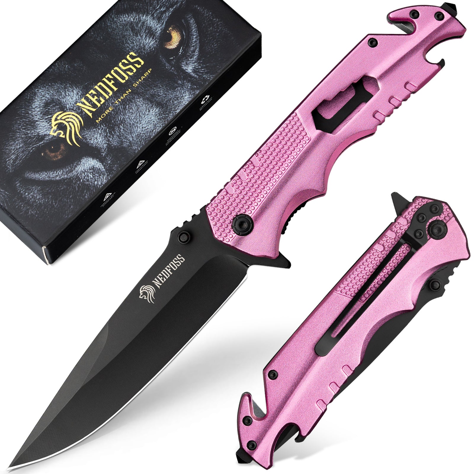 NedFoss FA48 Pocket Knife, 5-in-1 Multitool Folding Knife with