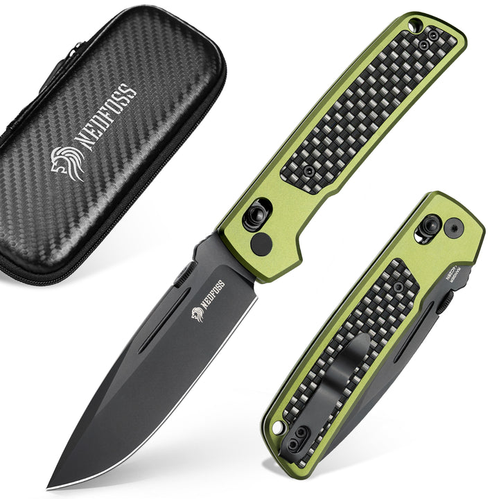 NedFoss RANGER 3.4" 14C28N Steel Folding Pocket  EDC Knife with Lightweight Aviation Aluminum Handle ，Reversible Deep Pocket Clip