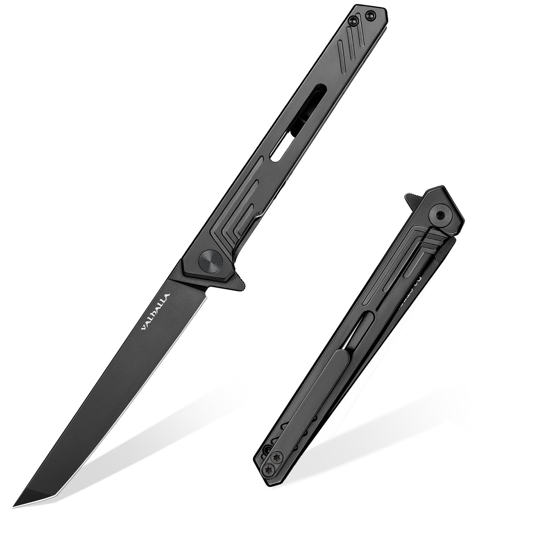 VALHALLA Slim EDC Pocket Knife, 2.98'' D2 Steel Reverse Tanto Folding Knife, Compact Work Knife, Pocket Knife For Men with Clip, Frame Lock, Gift For Men Women