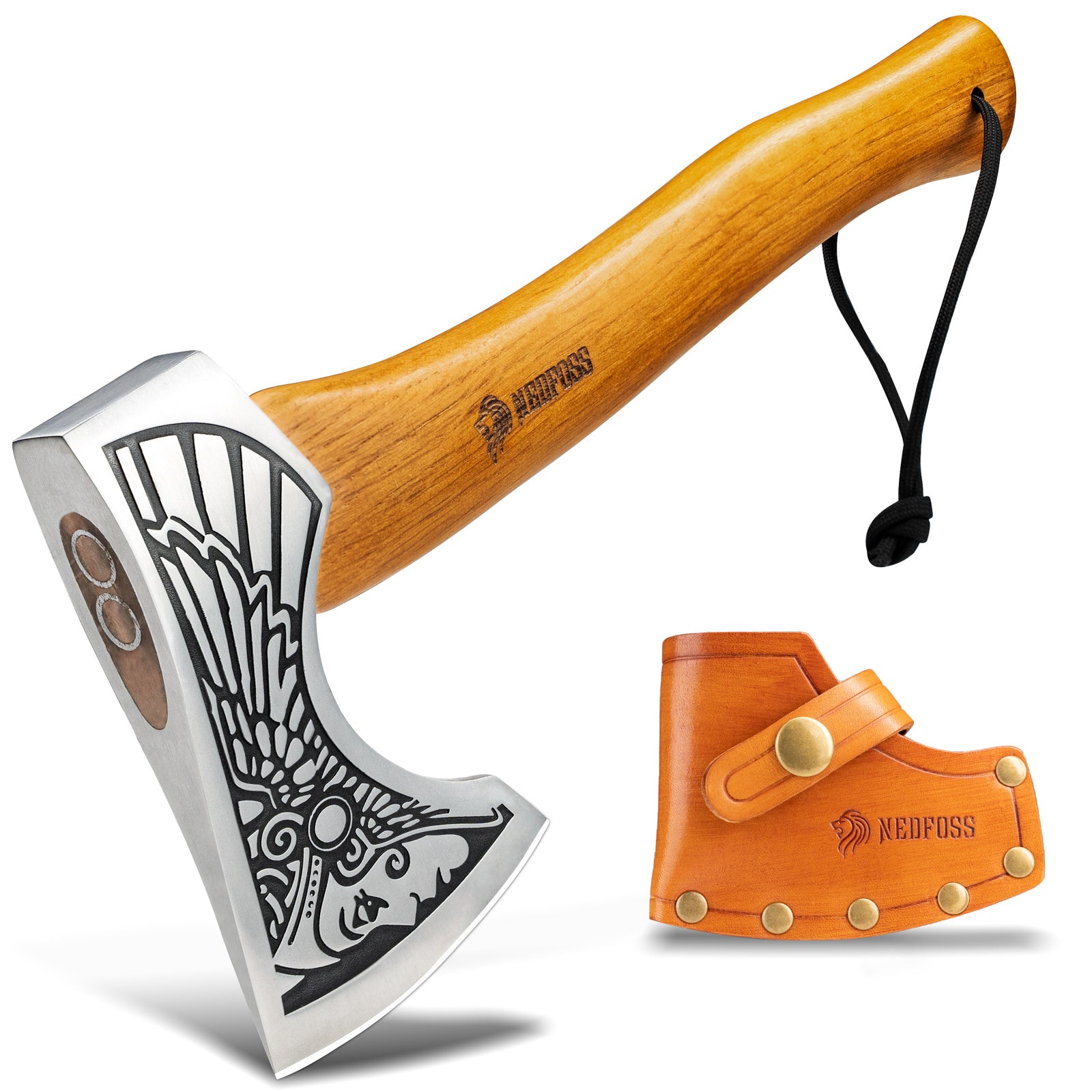 Nedfoss Valkyrie Viking Axe, Bearded Axe, with Leather Sheath and