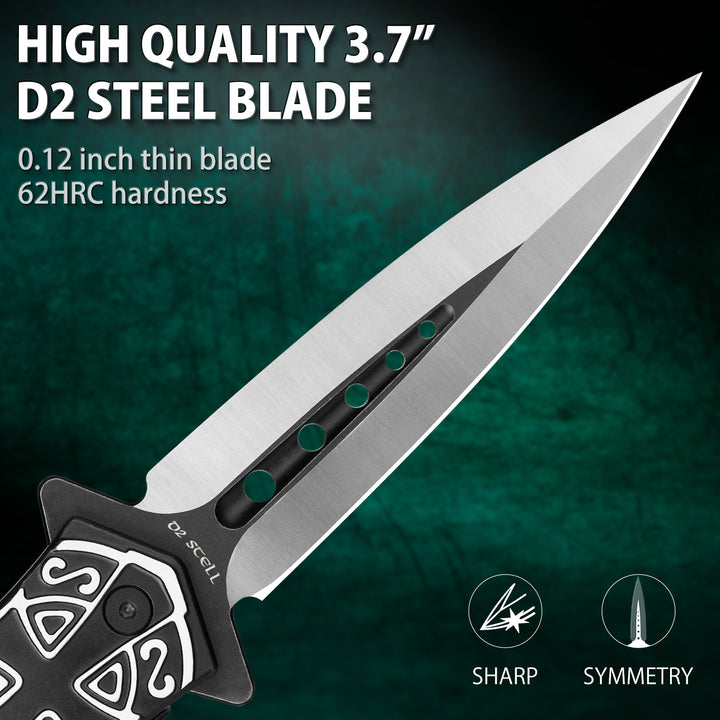 VALHALLA PASTOR Pocket Knife, 3.7'' D2 Steel Blade, 3D Retro Embossed, Liner Lock