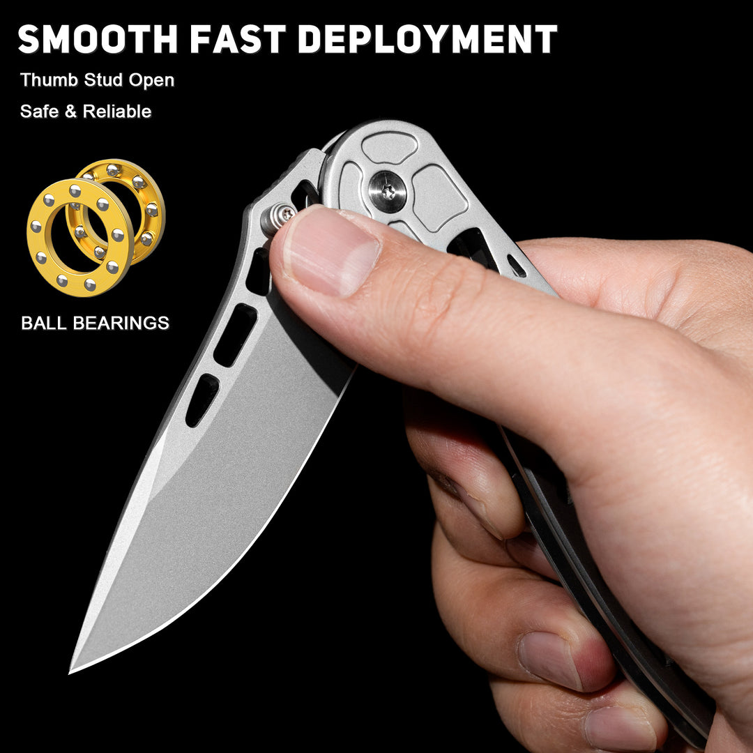 VALHALLA EDC Pocket Knife, 3.48'' Folding Pocket Knife for Men, Cool Knife with Stainless Steel Blade, Full Steel Skeleton Design, Lightweight & Easy Carry