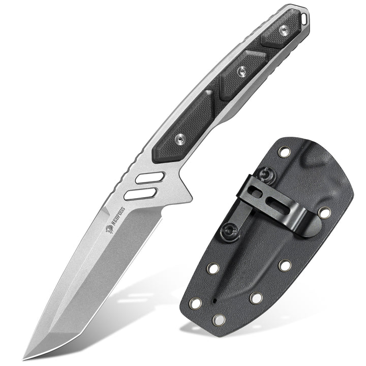 NedFoss BULWARK 3.2" D2 Steel Blade Tanto EDC Fixed Blade Knife with G10 Handle, Kydex Sheath, Belt Clip