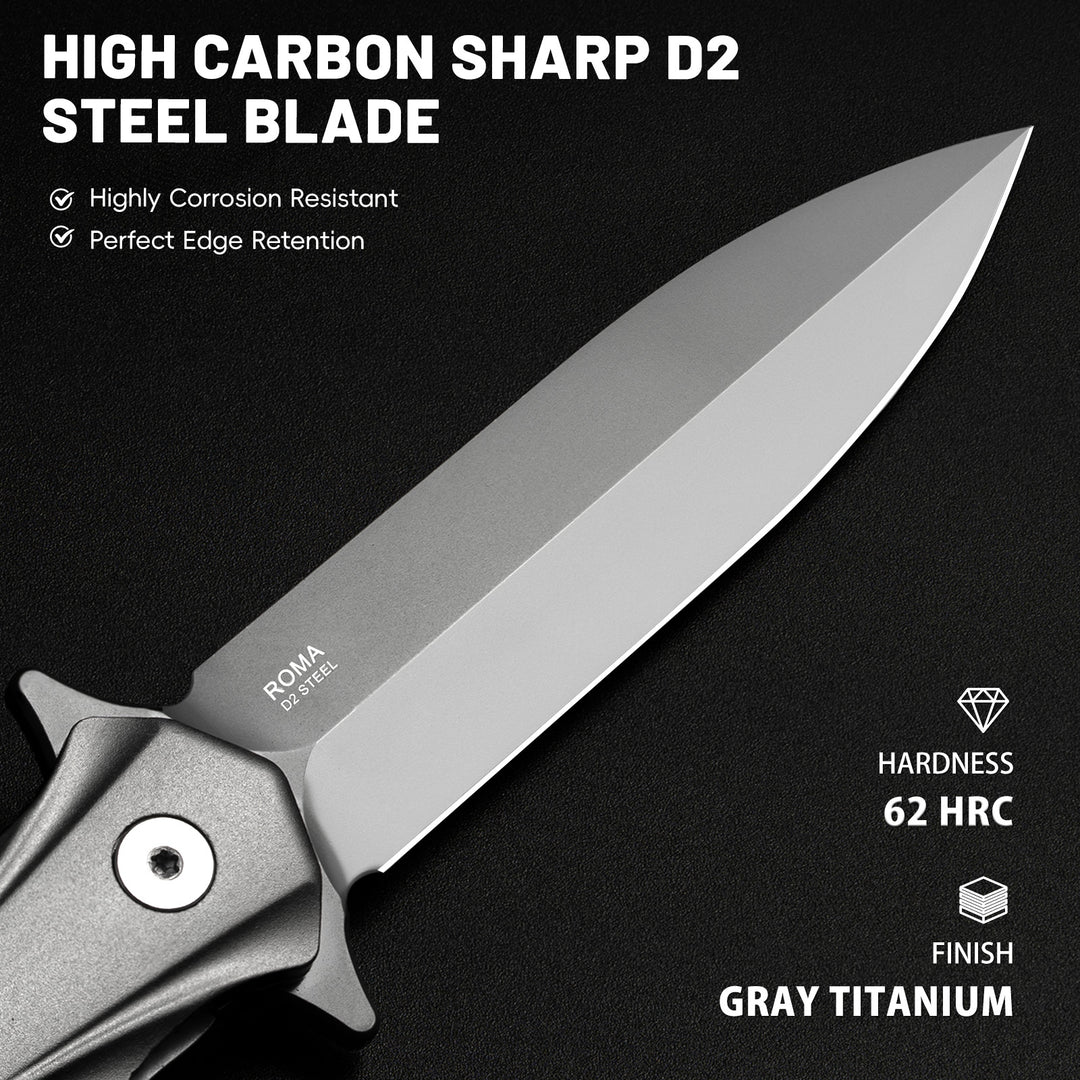 VALHALLA ROMA Pocket Knife, 3.5'' D2 Steel Retro Pocket Folding Knife with Aluminum G10 Handle, Cool Pocket Knife For Men, Liner Lock, Cool EDC Knives, Gift for men Women