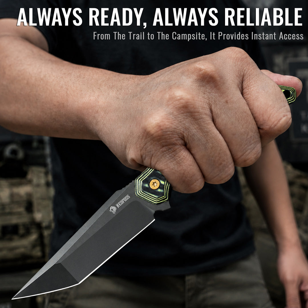 NedFoss PIONEER 3.4" Full Tang 14C28N Steel Small Fixed Blade Knife with G10 Handle