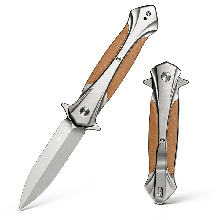 VALHALLA ROMA 3.5'' D2 Steel Retro Pocket Folding Knife with Aluminum G10 Handle