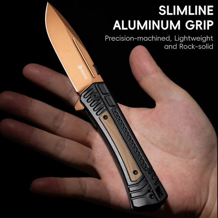 NedFoss 3.46" 14C28N Steel Blade EDC Tactical Pocket Knife with Deep Pocket Clip, Aluminum G10 Handle