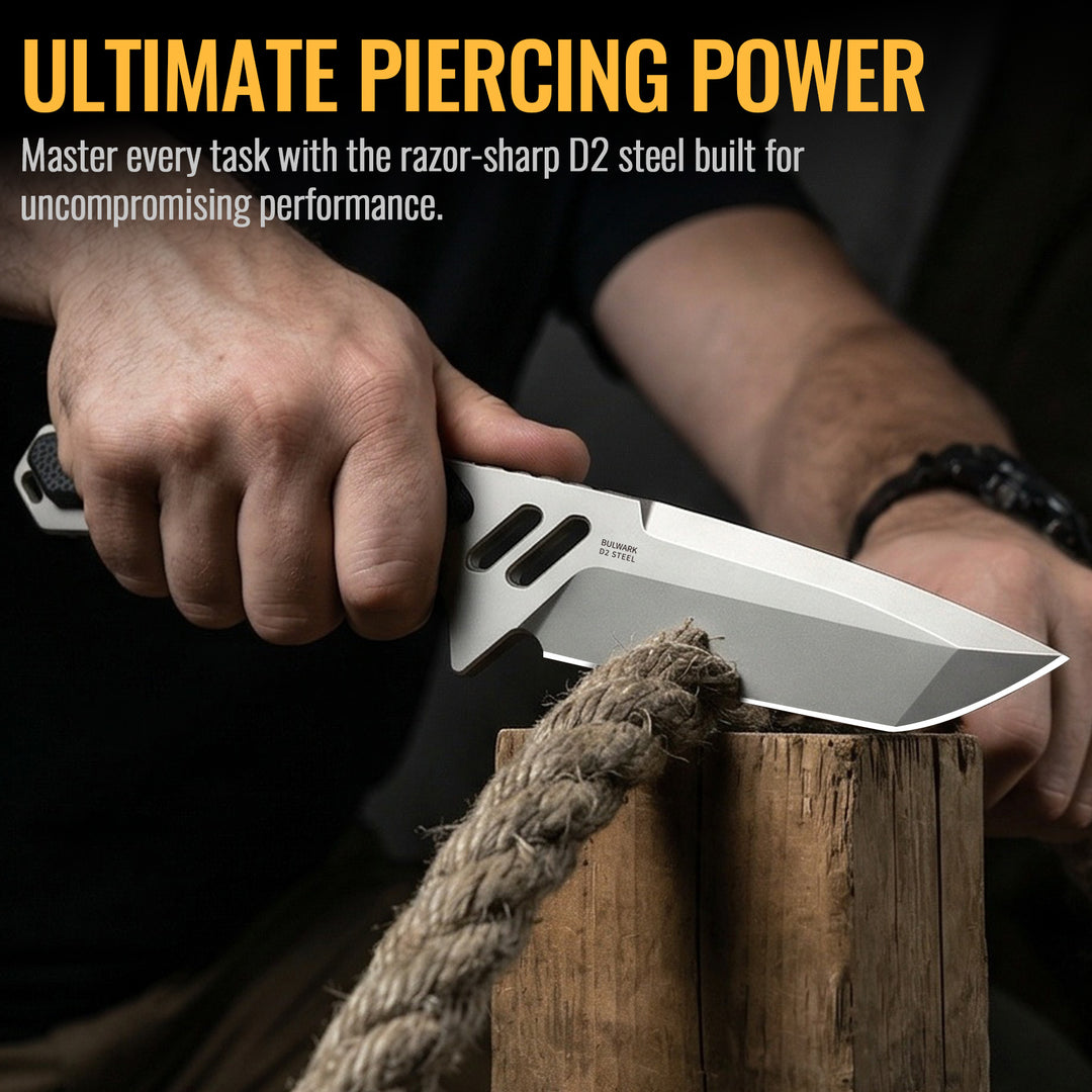 NedFoss BULWARK 3.2" D2 Steel Blade Tanto EDC Fixed Blade Knife with G10 Handle, Kydex Sheath, Belt Clip